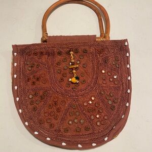 Vintage handcrafted Chocolate Brown Embroidered Women’s Tote Bag